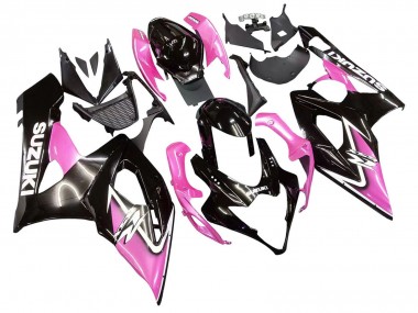 Erschwingliche Suzuki GSXR 1000 Motorrad Verkleidung 2005-2006 - Glanzendes Schwarz Rosa