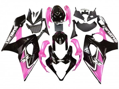 Erschwingliche Suzuki GSXR 1000 Motorrad Verkleidung 2005-2006 - Glanzendes Schwarz Rosa