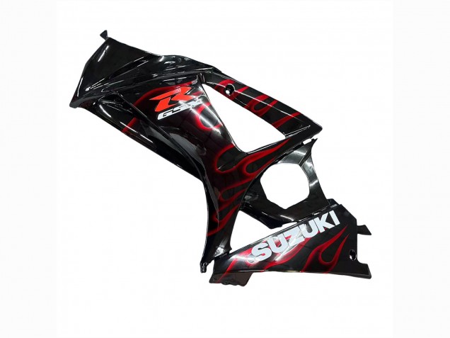 Erschwingliche Suzuki GSXR 1000 Motorrad Verkleidung 2007-2008 - Schwarz Rot Flamme