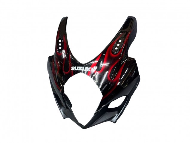 Erschwingliche Suzuki GSXR 1000 Motorrad Verkleidung 2007-2008 - Schwarz Rot Flamme