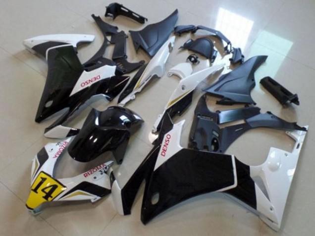 Erschwingliche Honda CBR500R Motorrad Verkleidung 2013-2015 - Weiss Gelb Glanzendes Schwarz Denso