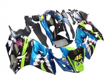 Erschwingliche Suzuki GSXR 1300 Hayabusa Motorrad Verkleidung 2008-2020 - Blau Grun Schwarz Hai 46