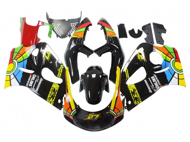 Erschwingliche Suzuki GSXR 600 / GSXR 750 Motorrad Verkleidung 1996-2000 - Schwarz Mehrfarbig 27