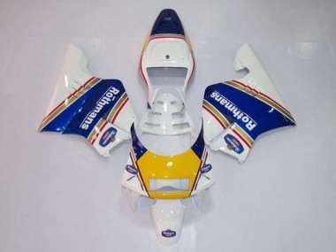 Erschwingliche Honda NSR250R MC28 P4 Motorrad Verkleidung 1994-1996 - Weiss Blau Gelb Gold Rothmans