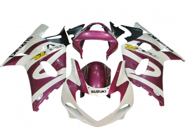 Erschwingliche Suzuki GSXR 600 / GSXR 750 Motorrad Verkleidung 2001-2003 - Weiss Rosa Gelb