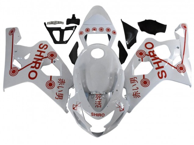 Erschwingliche Suzuki GSXR 600 / GSXR 750 Motorrad Verkleidung 2001-2003 - Weiss Rot Shiro