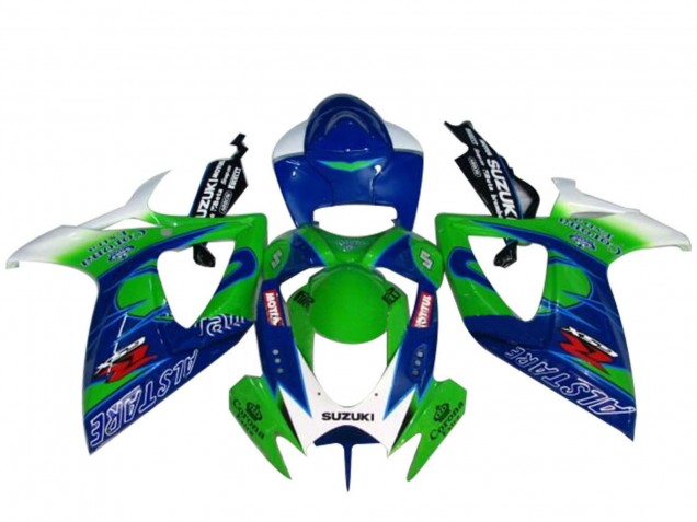 Erschwingliche Suzuki GSXR 600 / GSXR 750 Motorrad Verkleidung 2004-2005 - Weiss Blau Grun