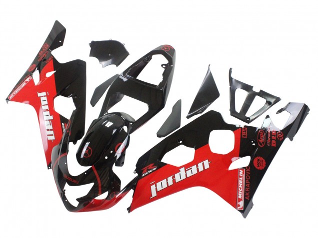 Erschwingliche Suzuki GSXR 600 / GSXR 750 Motorrad Verkleidung 2004-2005 - Glanzendes Schwarz Rot Jordan Michelin