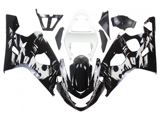 Erschwingliche Suzuki GSXR 600 / GSXR 750 Motorrad Verkleidung 2004-2005 - Weiss Schwarz