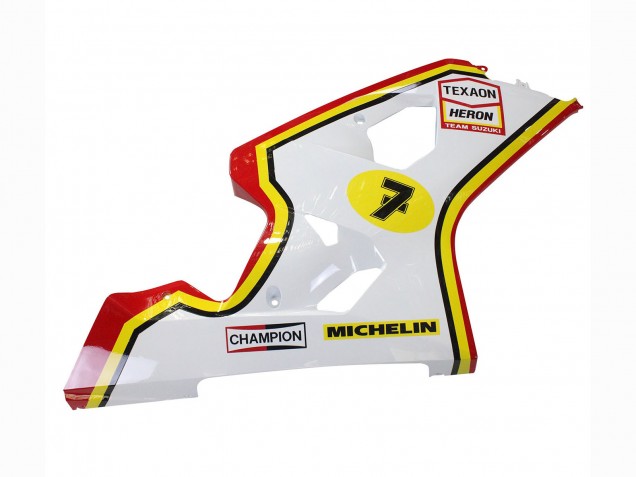 Erschwingliche Suzuki GSXR 600 / GSXR 750 Motorrad Verkleidung 2004-2005 - Weiss Rot Gelb Michelin Texaon Heron 7