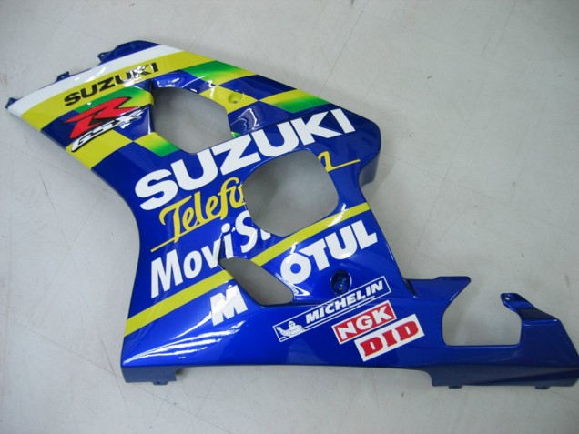 Erschwingliche Suzuki GSXR 600 / GSXR 750 Motorrad Verkleidung 2004-2005 - Blau Weiss Gelb Grun Telefumica Motul MoviStar