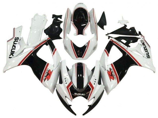 Erschwingliche Suzuki GSXR 600 / GSXR 750 Motorrad Verkleidung 2006-2007 - Weiss Schwarz Rot