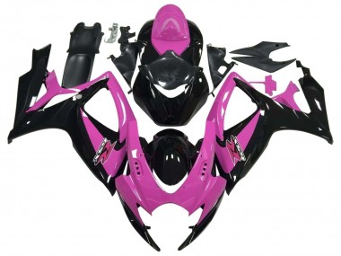 Erschwingliche Suzuki GSXR 600 / GSXR 750 Motorrad Verkleidung 2006-2007 - Rosa Glanzendes Schwarz