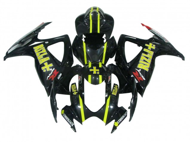Erschwingliche Suzuki GSXR 600 / GSXR 750 Motorrad Verkleidung 2006-2007 - Glanzendes Schwarz Gelb Rizla