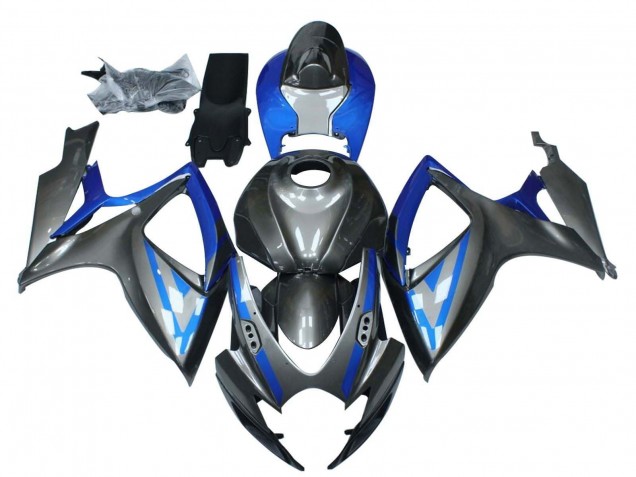 Erschwingliche Suzuki GSXR 600 / GSXR 750 Motorrad Verkleidung 2006-2007 - Blau Grau Schwarz