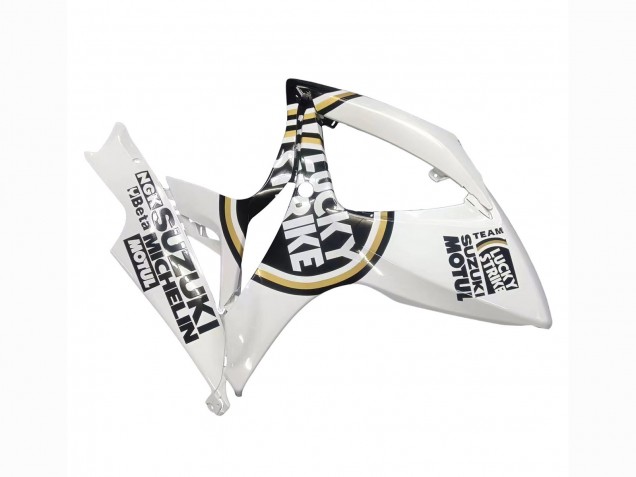 Erschwingliche Suzuki GSXR 600 / GSXR 750 Motorrad Verkleidung 2006-2007 - Weiss Schwarz Lucky Strike Motul