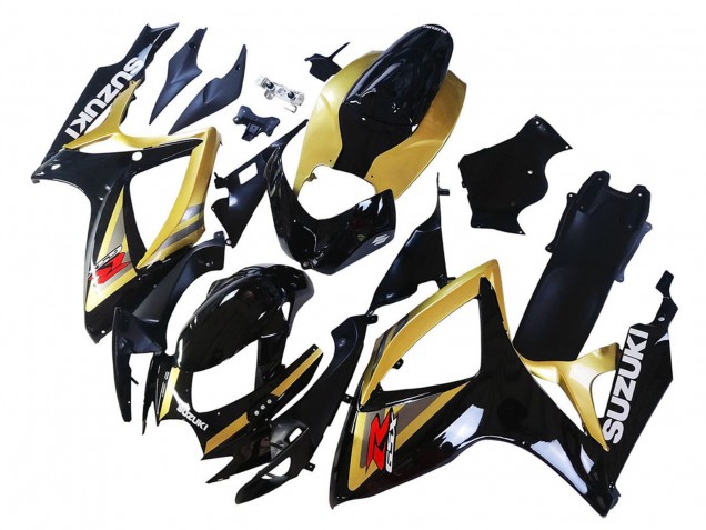 Erschwingliche Suzuki GSXR 600 / GSXR 750 Motorrad Verkleidung 2006-2007 - Gold Glanzendes Schwarz Rot
