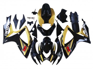 Erschwingliche Suzuki GSXR 600 / GSXR 750 Motorrad Verkleidung 2006-2007 - Gold Glanzendes Schwarz Rot