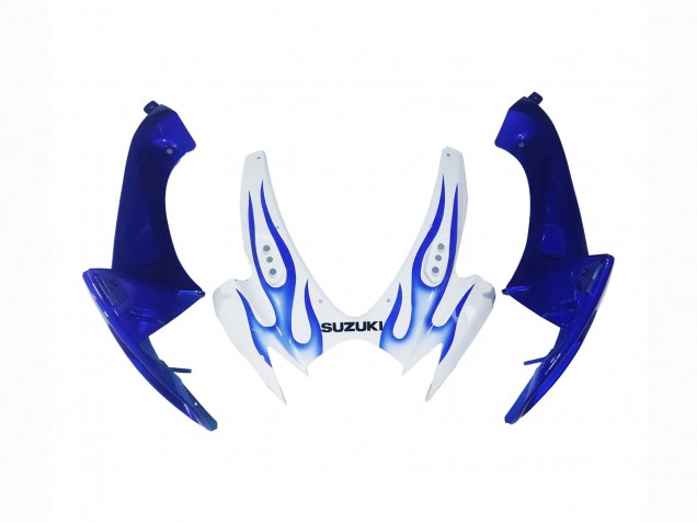 Erschwingliche Suzuki GSXR 600 / GSXR 750 Motorrad Verkleidung 2006-2007 - Weiss Blau Flamme