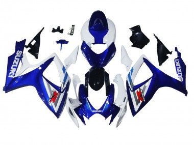 Erschwingliche Suzuki GSXR 600 / GSXR 750 Motorrad Verkleidung 2006-2007 - Weiss Blau Glanzendes Schwarz Rot