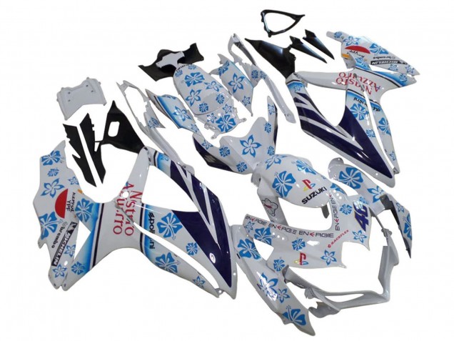 Erschwingliche Suzuki GSXR 600 / GSXR 750 Motorrad Verkleidung 2006-2007 - Weiss Blau Schwarz Rot Nastro Azzurro