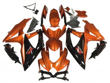 Erschwingliche Suzuki GSXR 600 / GSXR 750 Motorrad Verkleidung 2008-2010 - Orange Glanzendes Schwarz