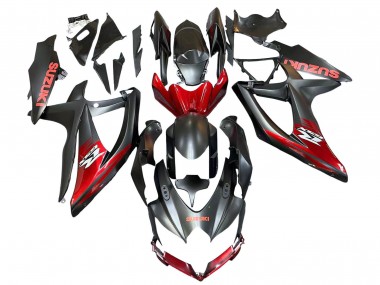 Erschwingliche Suzuki GSXR 600 / GSXR 750 Motorrad Verkleidung 2008-2010 - Matt Schwarz Rot