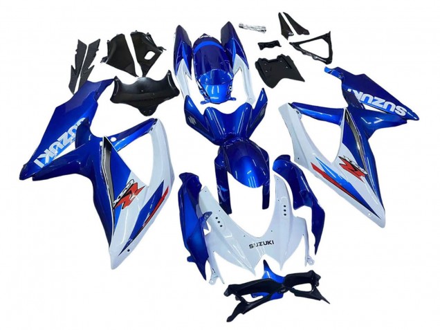 Erschwingliche Suzuki GSXR 600 / GSXR 750 Motorrad Verkleidung Kit 2008-2010 - Blau Weiss Rot