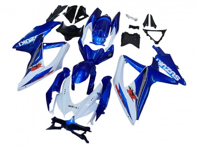 Erschwingliche Suzuki GSXR 600 / GSXR 750 Motorrad Verkleidung Kit 2008-2010 - Blau Weiss Rot