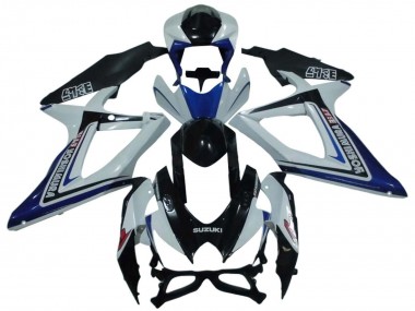 Erschwingliche Suzuki GSXR 600 / GSXR 750 Motorrad Verkleidung 2008-2010 - Weiss Blau Glanzendes Schwarz Alstare