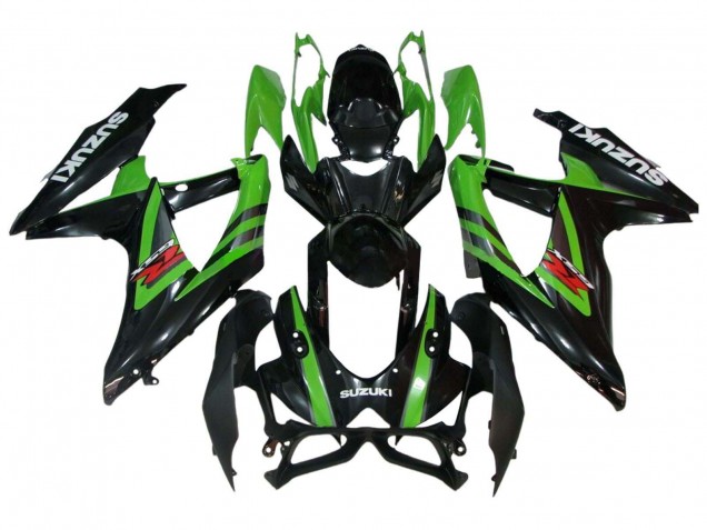 Erschwingliche Suzuki GSXR 600 / GSXR 750 Motorrad Verkleidung 2008-2010 - Grun Glanzendes Schwarz
