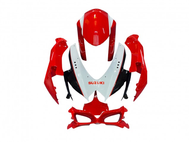 Erschwingliche Suzuki GSXR 600 / GSXR 750 Motorrad Verkleidung 2008-2010 - Weiss Rot Schwarz