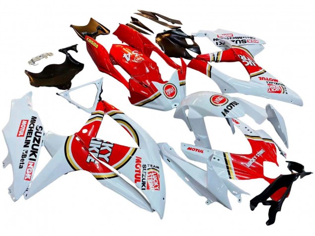 Erschwingliche Suzuki GSXR 600 / GSXR 750 Motorrad Verkleidung 2008-2010 - Weiss Rot Motul Lucky Strike