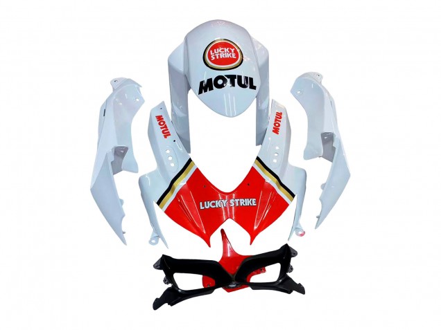 Erschwingliche Suzuki GSXR 600 / GSXR 750 Motorrad Verkleidung 2008-2010 - Weiss Rot Motul Lucky Strike