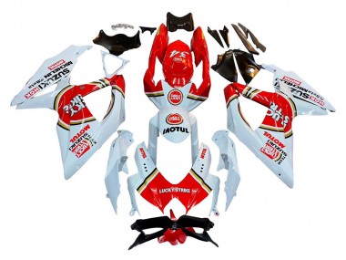 Erschwingliche Suzuki GSXR 600 / GSXR 750 Motorrad Verkleidung 2008-2010 - Weiss Rot Motul Lucky Strike