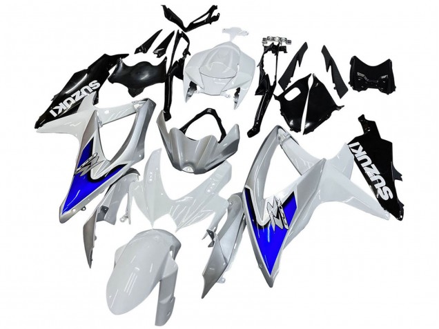 Erschwingliche Suzuki GSXR 600 / GSXR 750 Motorrad Verkleidung 2008-2010 - Weiss Silber Blau Schwarz