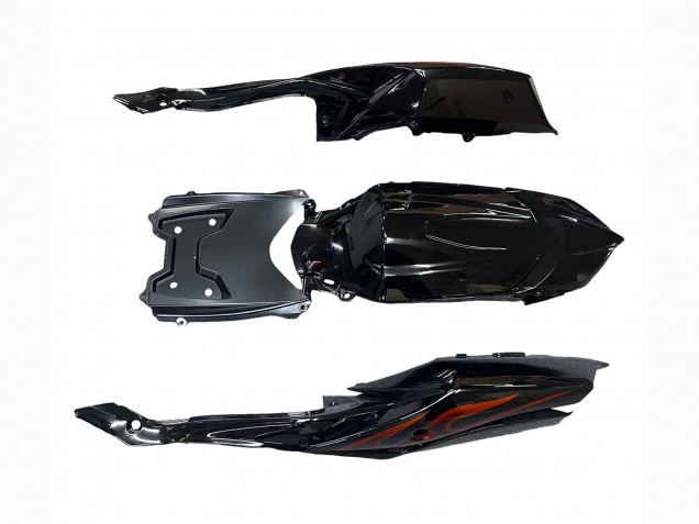 Erschwingliche Suzuki GSXR 600 / GSXR 750 Motorrad Verkleidung 2008-2010 - Glanzendes Schwarz Orange Flamme