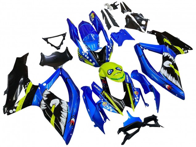Erschwingliche Suzuki GSXR 600 / GSXR 750 Motorrad Verkleidung 2008-2010 - Blau Fluoreszierendes Grun Hai