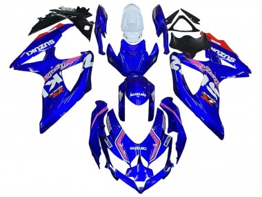 Erschwingliche Suzuki GSXR 600 / GSXR 750 Motorrad Verkleidung 2008-2010 - Weiss Blau Rosa Ecstar Motul