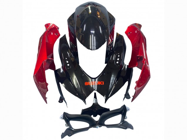 Erschwingliche Suzuki GSXR 600 / GSXR 750 Motorrad Verkleidung 2008-2010 - Rot Glanzendes Schwarz
