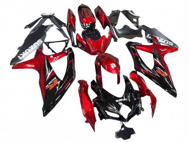 Erschwingliche Suzuki GSXR 600 / GSXR 750 Motorrad Verkleidung 2008-2010 - Rot Glanzendes Schwarz