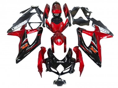 Erschwingliche Suzuki GSXR 600 / GSXR 750 Motorrad Verkleidung 2008-2010 - Rot Glanzendes Schwarz