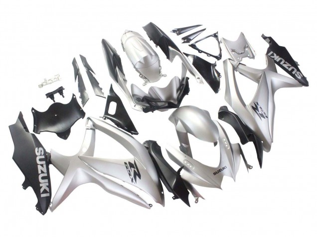 Erschwingliche Suzuki GSXR 600 / GSXR 750 Motorrad Verkleidung 2008-2010 - Silber Matt Schwarz