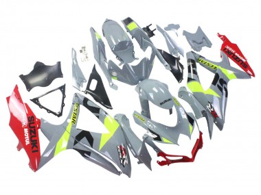 Erschwingliche Suzuki GSXR 600 / GSXR 750 Motorrad Verkleidung 2008-2010 - Grau Gelb Rot