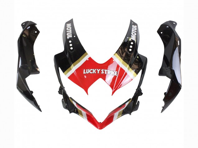 Erschwingliche Suzuki GSXR 600 / GSXR 750 Motorrad Verkleidung 2008-2010 - Glanzendes Schwarz Rot Weiss Motul Lucky Strike