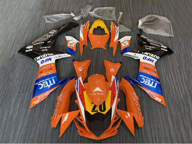 Erschwingliche Suzuki GSXR 600 / GSXR 750 Motorrad Verkleidung 2008-2010 - Orange Blau Weiss Schwarz ITEC