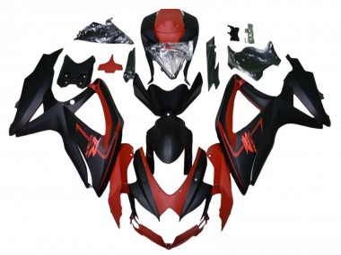 Erschwingliche Suzuki GSXR 600 / GSXR 750 Motorrad Verkleidung 2008-2010 - Kastanienbraun Rot Matt Schwarz