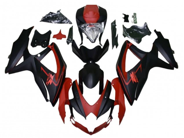 Erschwingliche Suzuki GSXR 600 / GSXR 750 Motorrad Verkleidung 2008-2010 - Kastanienbraun Rot Matt Schwarz