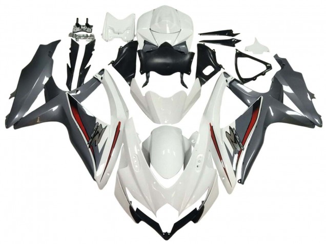 Erschwingliche Suzuki GSXR 600 / GSXR 750 Motorrad Verkleidung 2008-2010 - Weiss Grau Rot