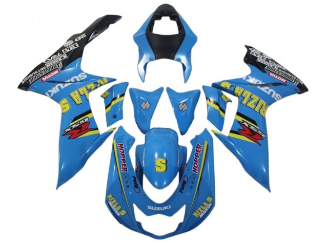Erschwingliche Suzuki GSXR 600 / GSXR 750 Motorrad Verkleidung 2011-2024 - Blau Gelb Schwarz Rizla